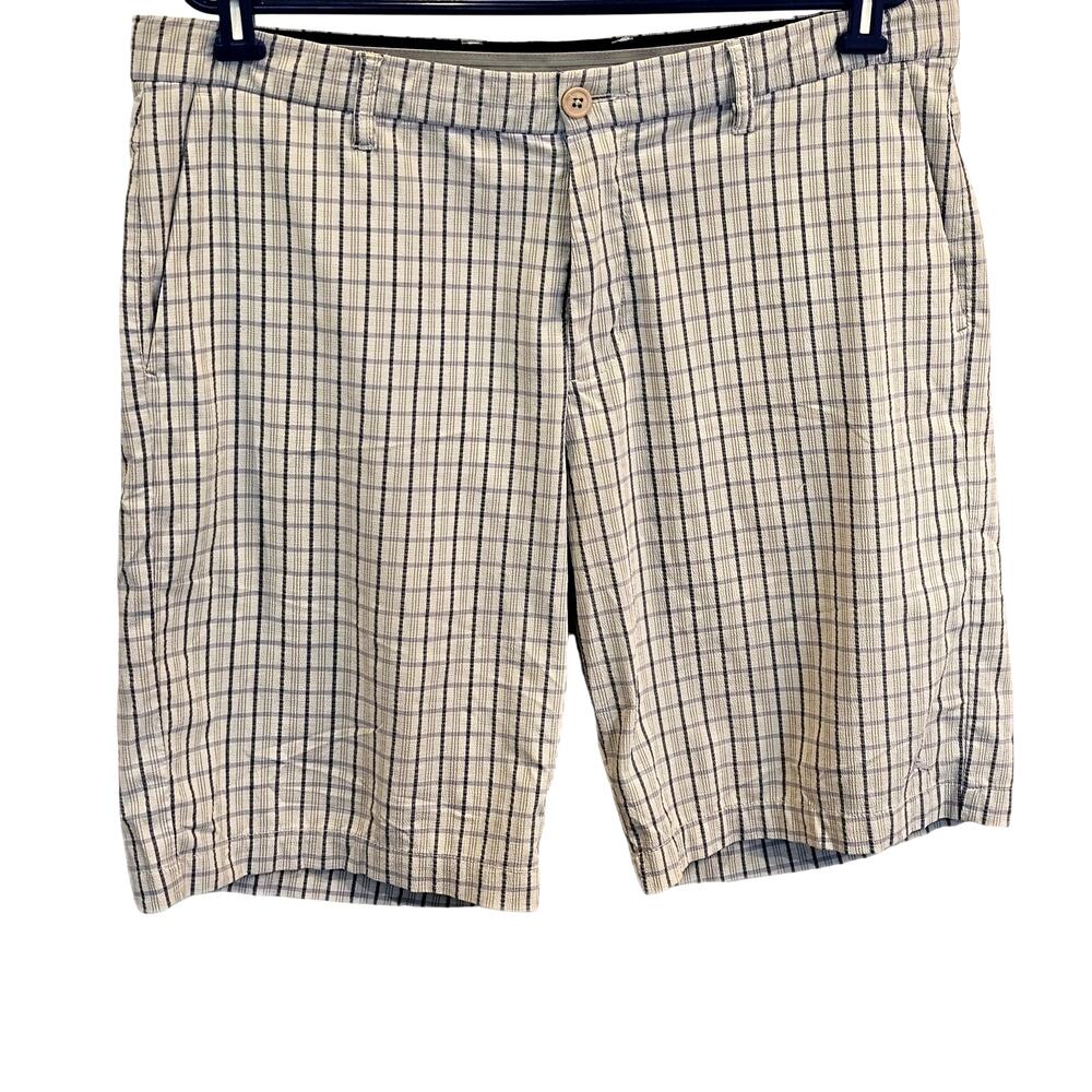 Tommy Bahama Striped Flat Front Shorts Blue White Breathable Mens Size 36
